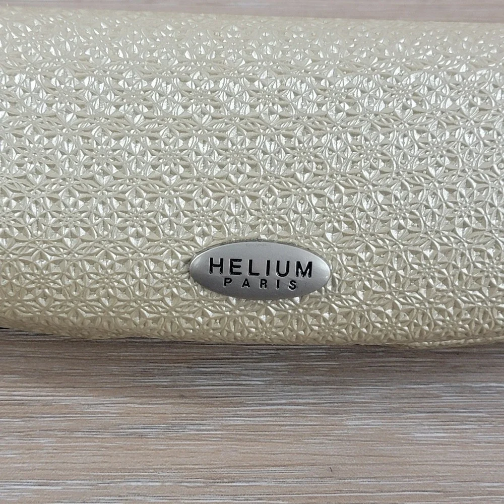 Helium Paris Champagne Gold Embossed Hardshell Eyeglass Case Metallic Floral